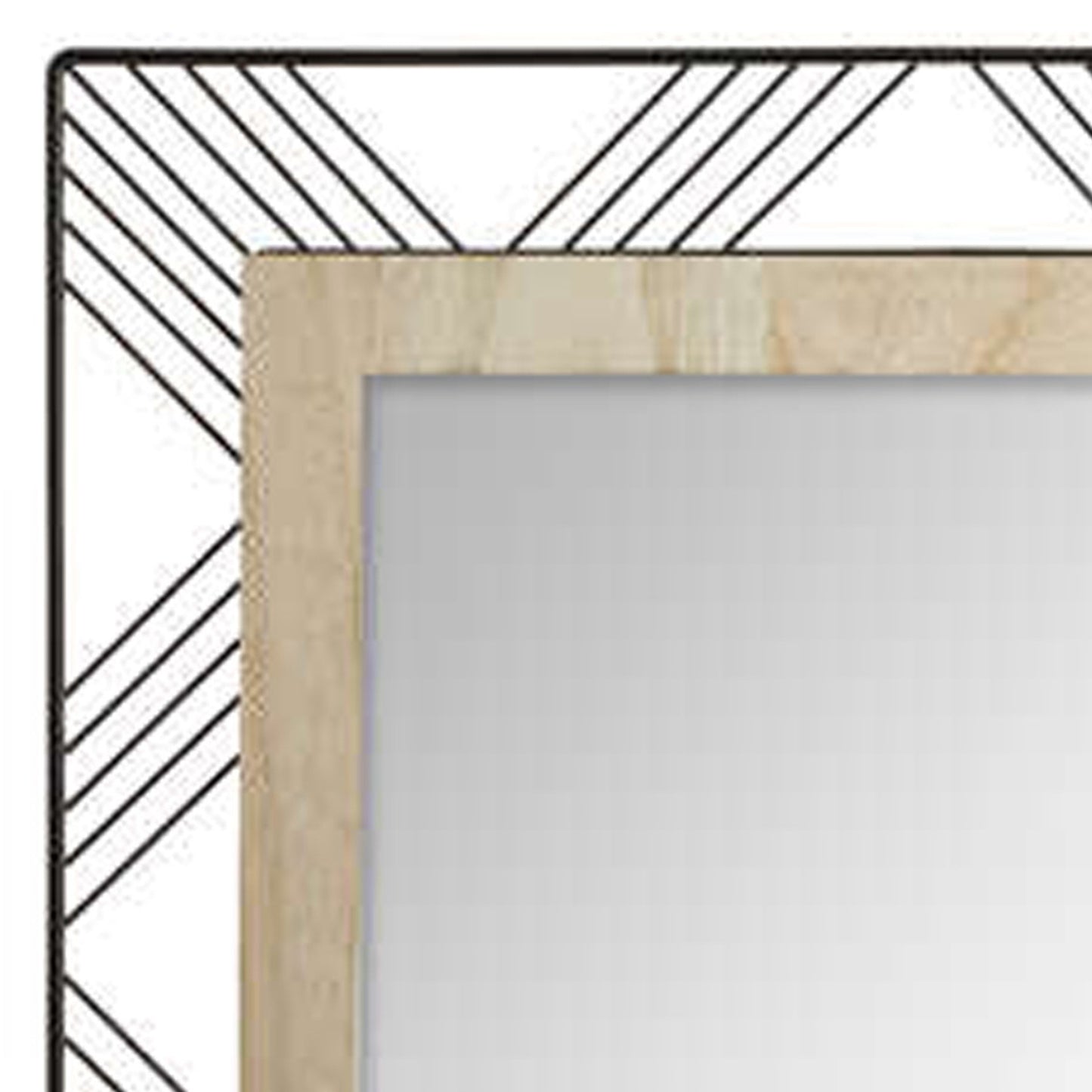 Wellhome Espejo Cuadrado Metal Y Madera 45,5x2x45,5cm