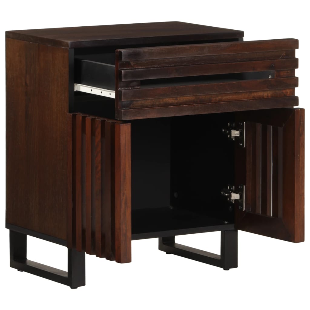 Mesita De Noche Madera Maciza Mango Marrón 50x34x60 Cm_3