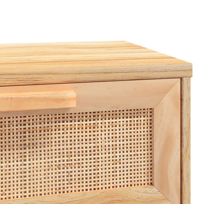 Mesa Consola Madera Pino Maciza Ratán Natural Marrón 80x30x75cm_4