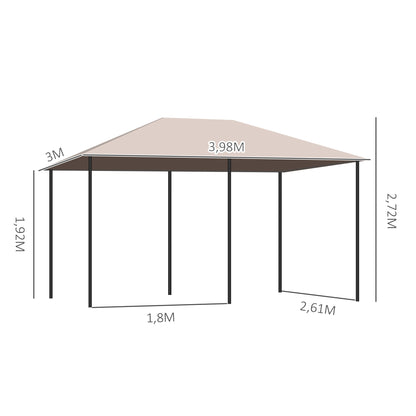 Outsunny Cenador De Jardín 4x3 M Con 6 Paredes Laterales Para Fiestas Caqui_2
