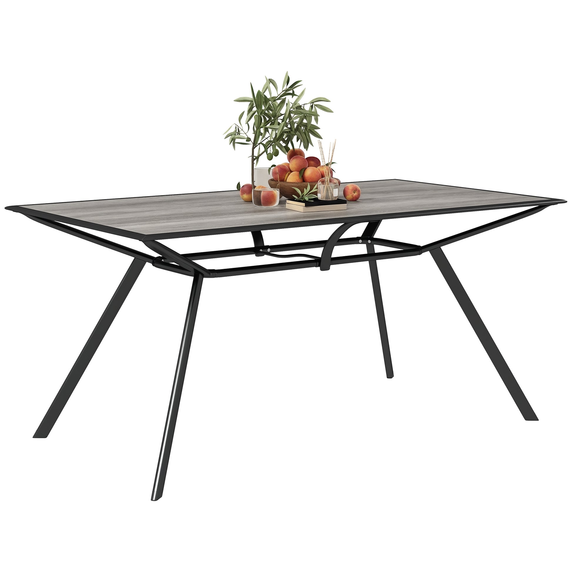 Outsunny Mesa De Jardín Exterior Con Encimera Imitación Madera Carga 70 Kg Gris_0