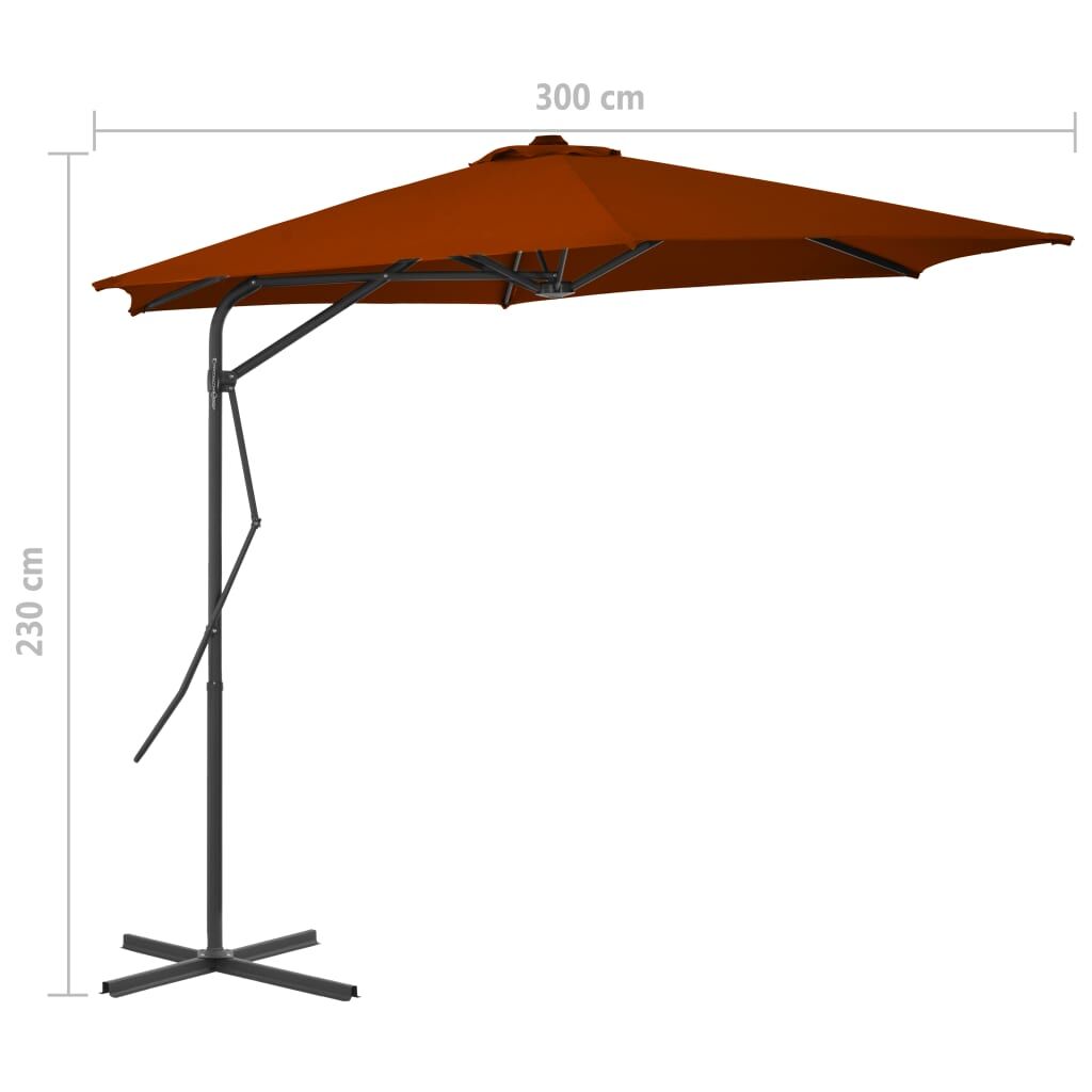 Vidaxl Sombrilla De Jardín Con Palo De Acero Terracota 300x230 Cm_2