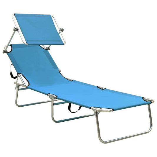 Tumbona Plegable Con Toldo De Acero Azul Turquesa_0
