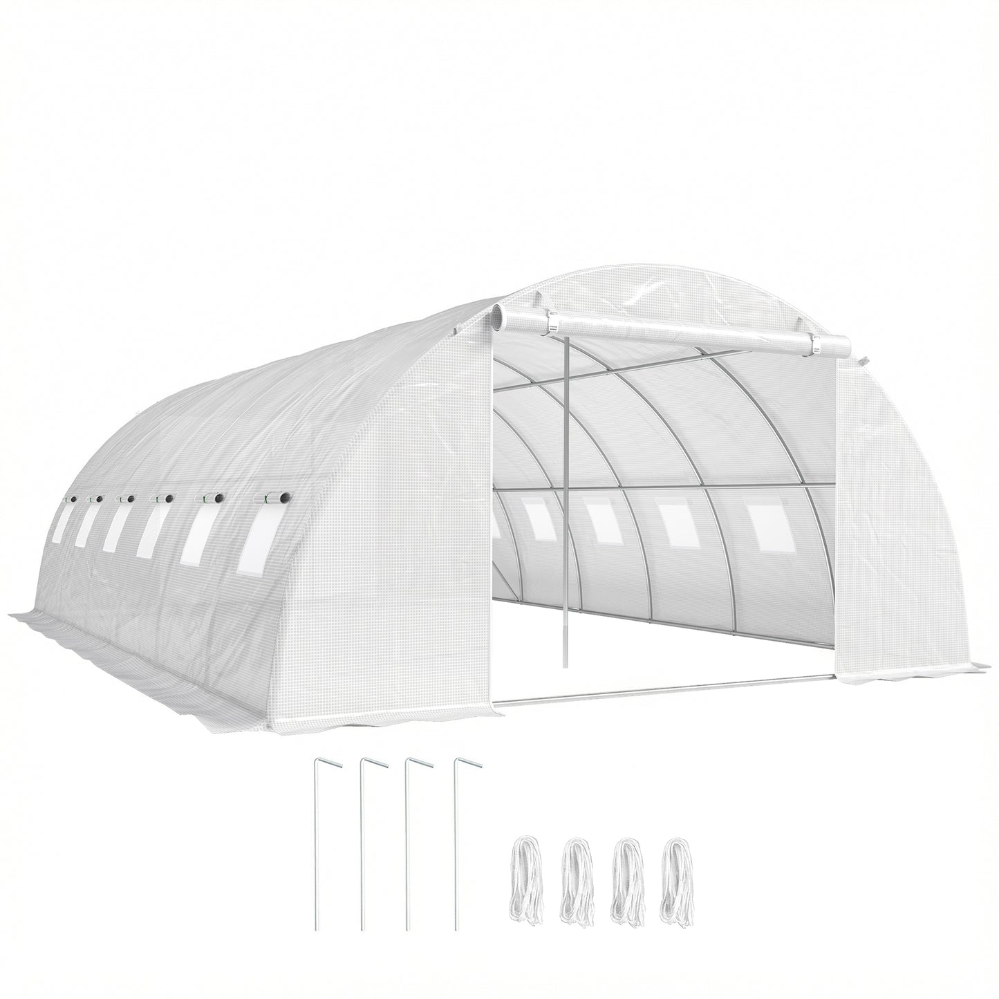 Outsunny Invernadero De Túnel 6x4x2 M Con 2 Varillas De Soporte Y Puertas Blanco_0