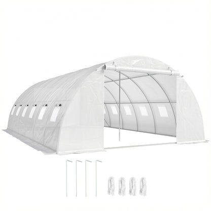 Outsunny Invernadero De Túnel 6x4x2 M Con 2 Varillas De Soporte Y Puertas Blanco_0