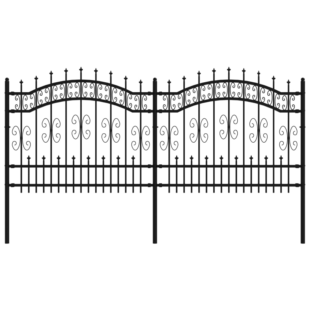 Valla De Jardín Con Punta De Lanza Acero Recubierto Negro 140cm / Vetonek_5