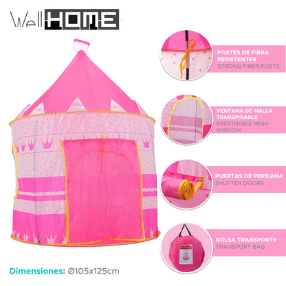 Well Home Tienda De Juego De Castillo De Princesa Rosa Ø105x125cm_1
