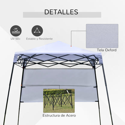 Outsunny Carpa Plegable 2,2x2,2x2m Con Lateral Y Protección Uv 50+ De Acero_5