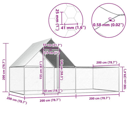 Vidaxl Gallinero Acero Galvanizado 4x2x2 M_2