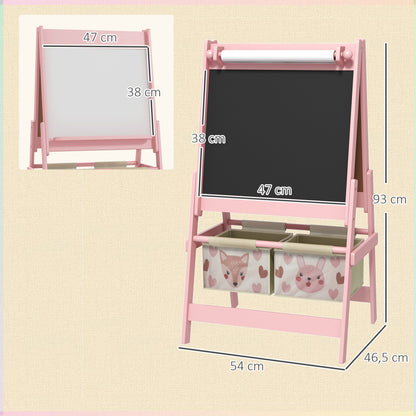Aiyaplay Caballete Para Niños 3 En 1 Doble Cara Rollo De Papel 54x46,5x93cm Rosa_2