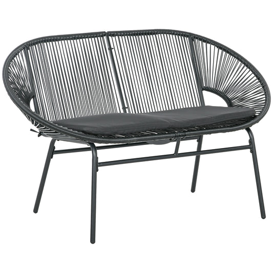 Outsunny Silla Acapulco De 2 Plazas Con Reposabrazos Cojines 132x72x83 Cm Negro_0