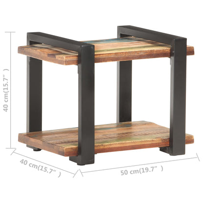 Mesita De Noche De Madera Maciza Reciclada 50x40x40 Cm_4