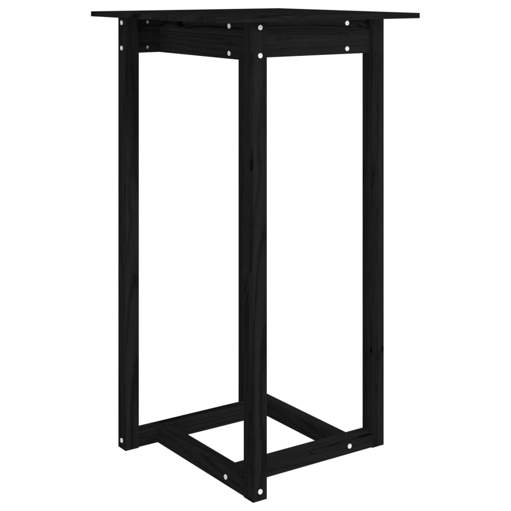 Mesa Alta De Bar Madera Maciza De Pino Negro 60x60x110 Cm_0