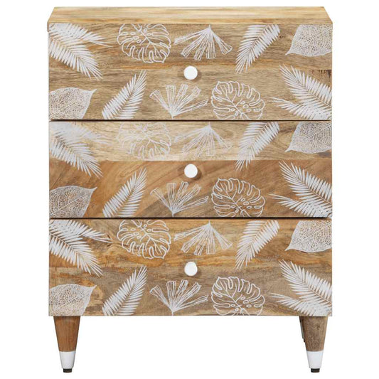 Mesita De Noche Madera Maciza De Mango 50x33x60 Cm_0