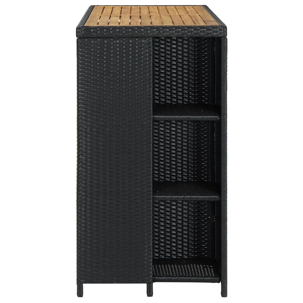 Mesa Bar Estante Almacenaje 120x60x110 Cm Ratán Sintético Negro_1