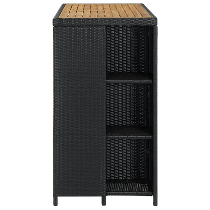 Mesa Bar Estante Almacenaje 120x60x110 Cm Ratán Sintético Negro_1