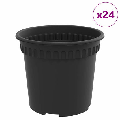 Maceta Redonda Para Flores 24 Pcs Negro Ø 15 X 12 Cm Plástico_0