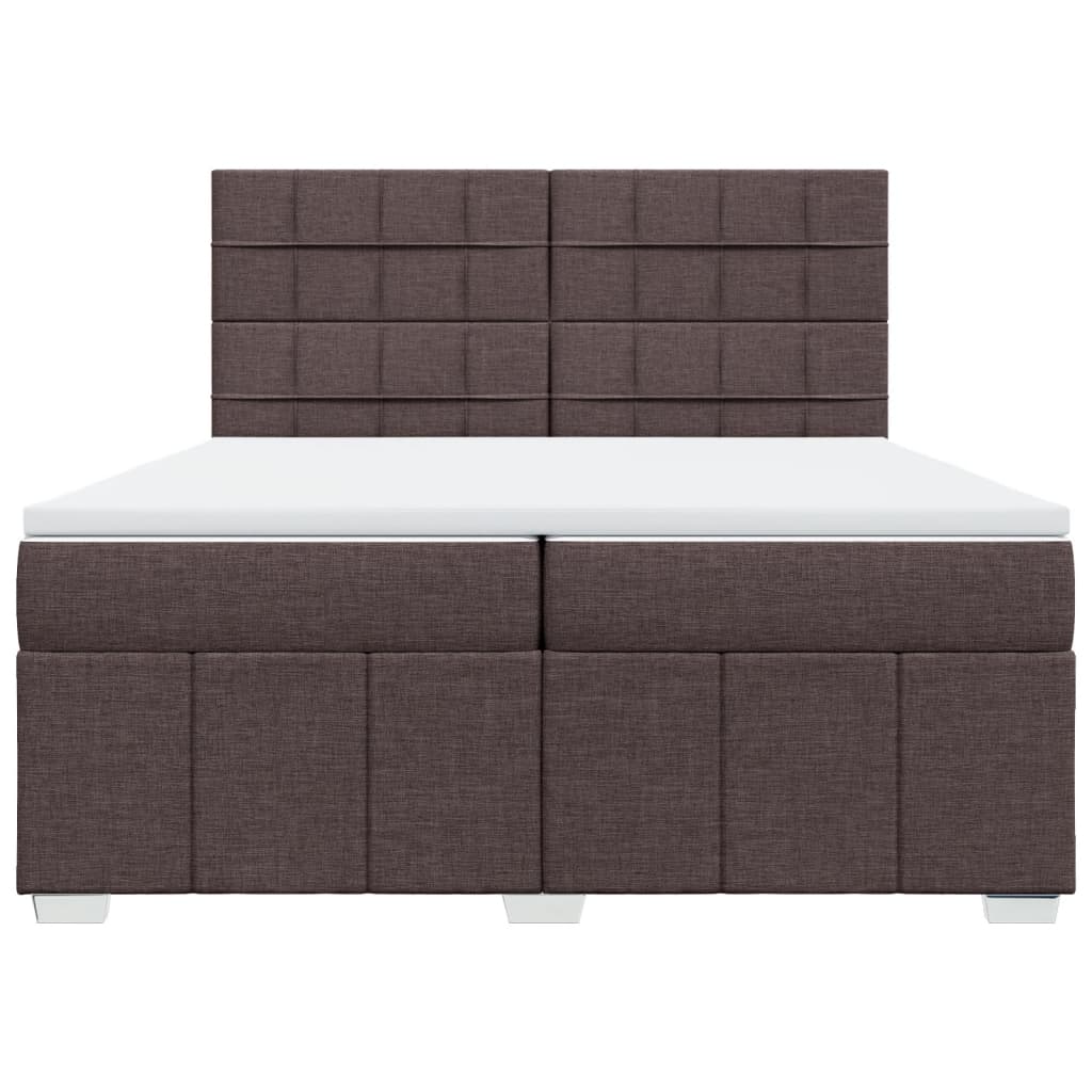 Cama Box Spring Con Colchón Tela Marrón Oscuro 200x200 Cm / Vetonek_5