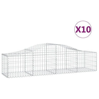Cestas De Gaviones 10 Uds Forma De Arco Hierro 200x50x40/60 Cm_0