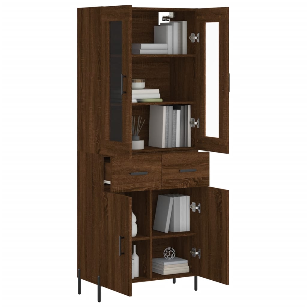 Aparador Alto Madera Contrachapada Marrón Roble 69,5x34x180 Cm_2