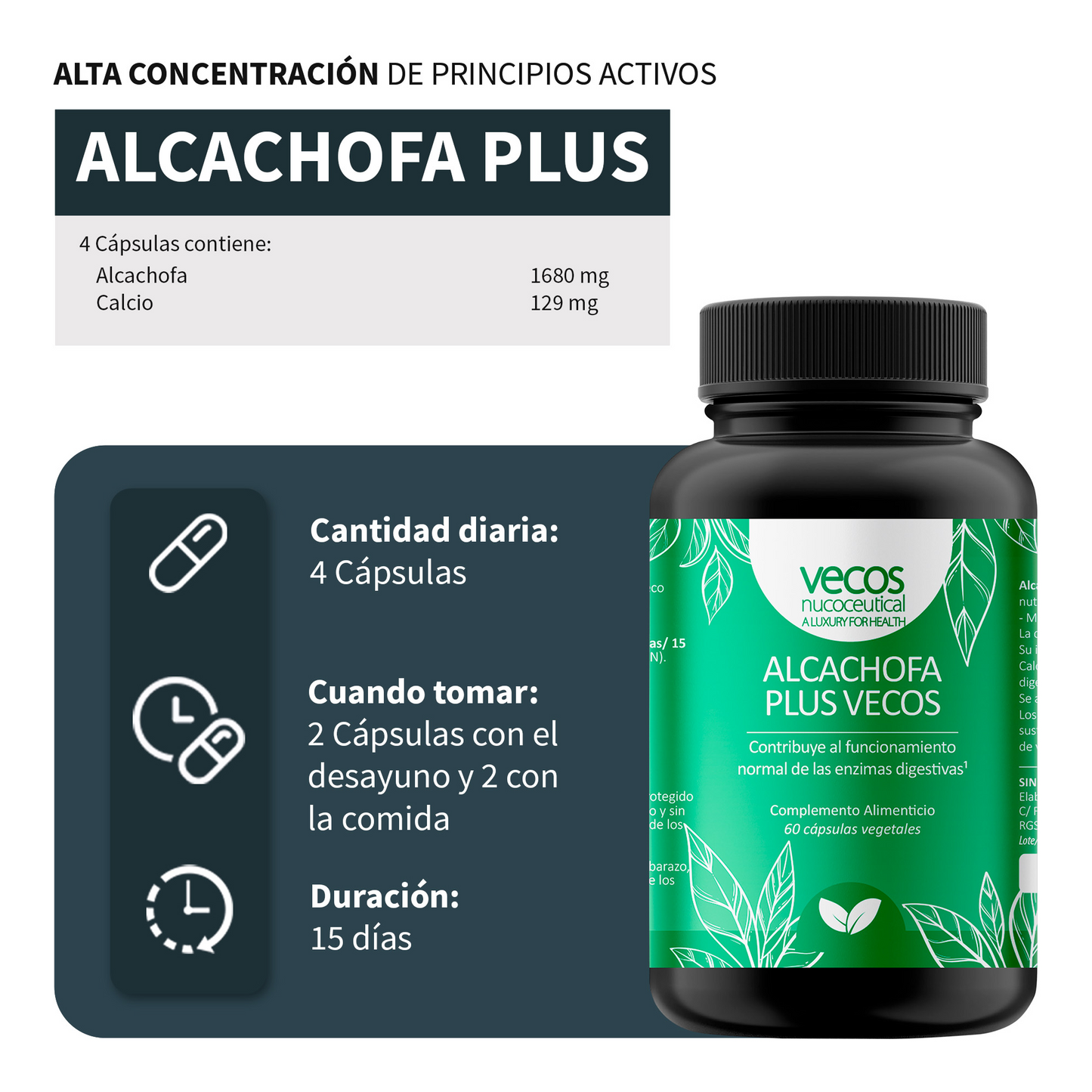Alcachofa Plus Vecos 60 Cápsulas | Hígado Y Digestión De Grasas | Detox Natural 1680 Mg_2