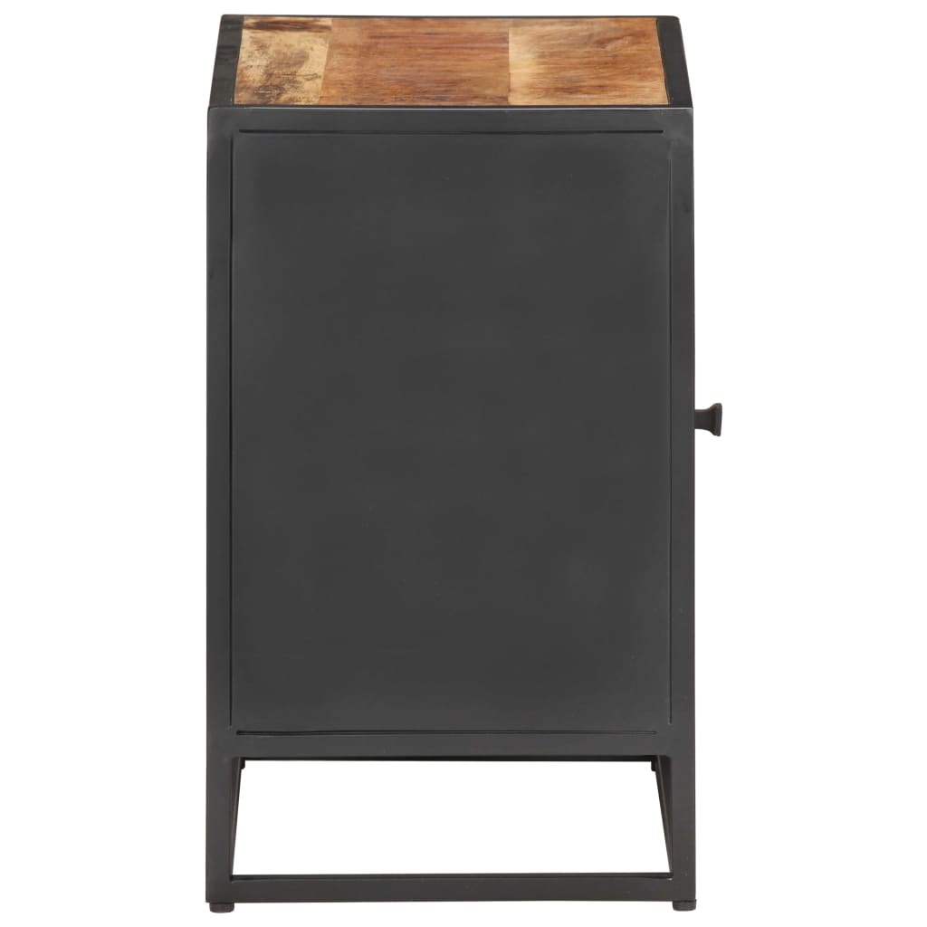 Mesita De Noche Madera De Mango Rugosa Caña Natural 40x30x50cm_2