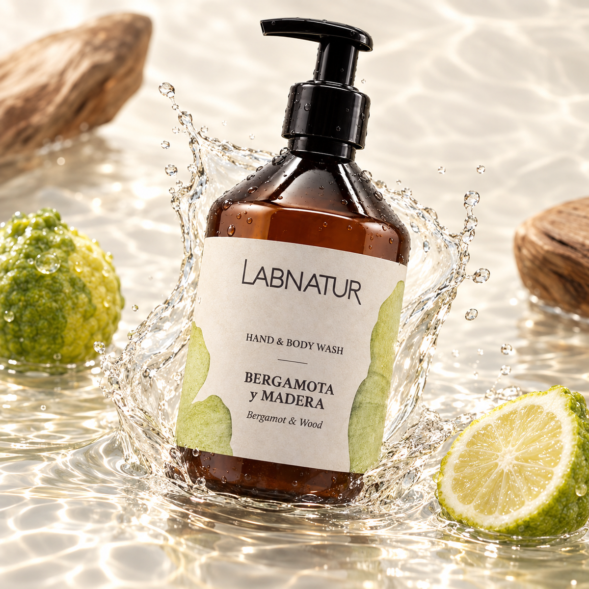 Jabón Manos y Cuerpo Bergamota y Madera Labnatur 500 ml | Aroma Amaderado y Cítrico | Limpieza Suave | Vegano_3