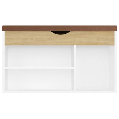 Vidaxl Banco Zapatero Con Cojín Madera Ingeniería Blanco/roble Sonoma_4