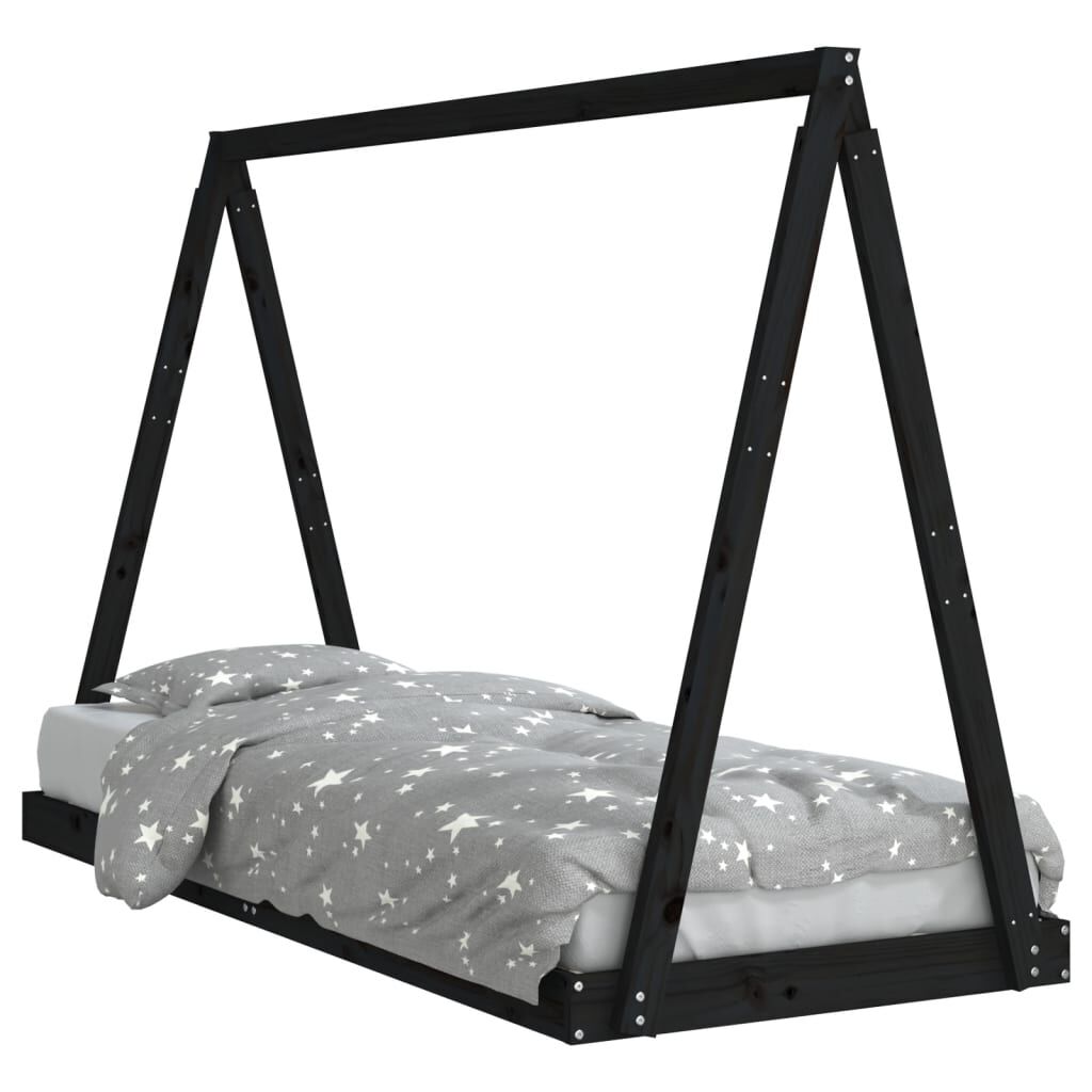 Vidaxl Estructura De Cama Para Niños Madera De Pino Negro 80x200 Cm_0