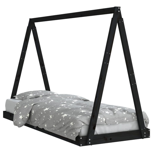 Vidaxl Estructura De Cama Para Niños Madera De Pino Negro 80x200 Cm_0