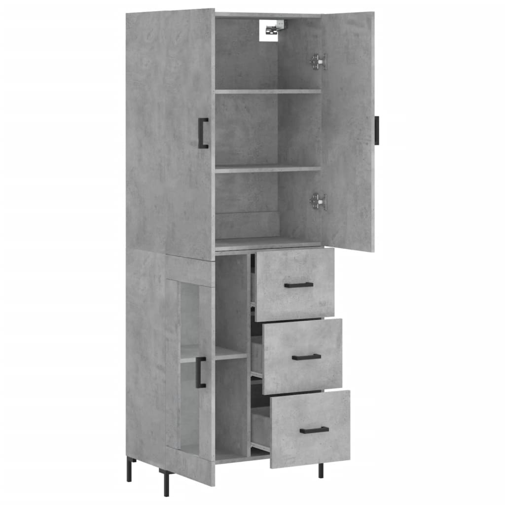 Aparador Alto Madera Contrachapada Gris Hormigón 69,5x34x180 Cm_3