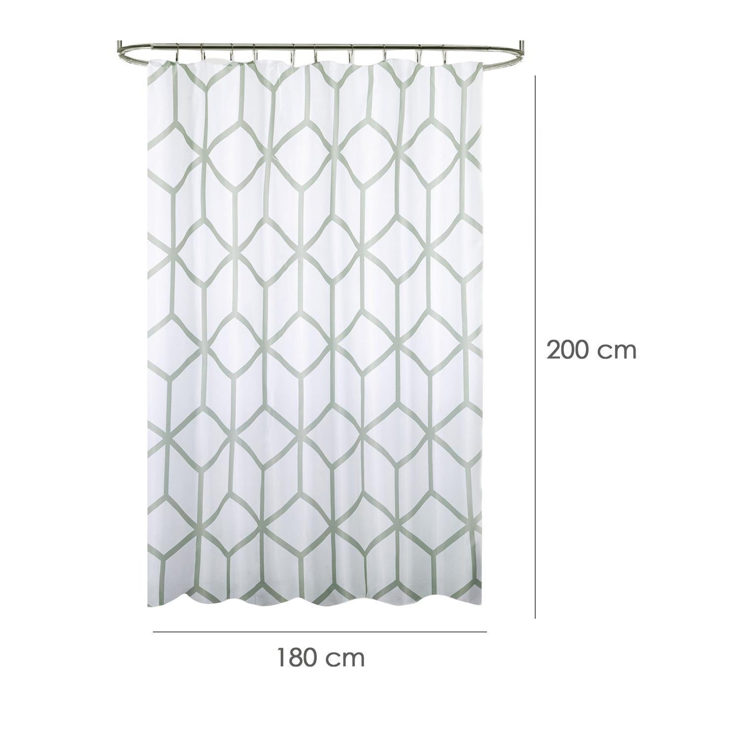 Cortina Ducha Tela Geometria 180 X 200 Cm. Cortina Baño, Cortina Tela Impermeable Con Anillas_1