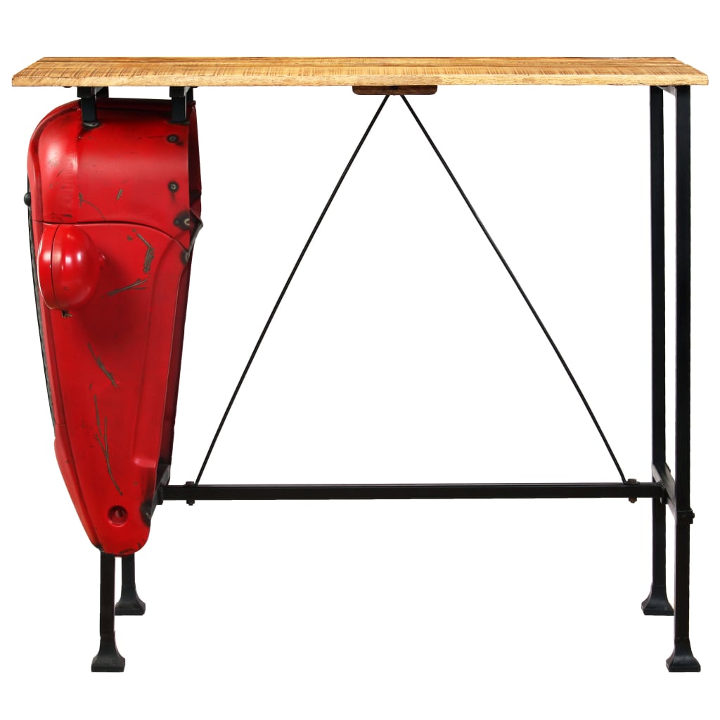 Mesa De Bar De Tractor Madera Maciza Mango Rojo 60x120x107 Cm_1