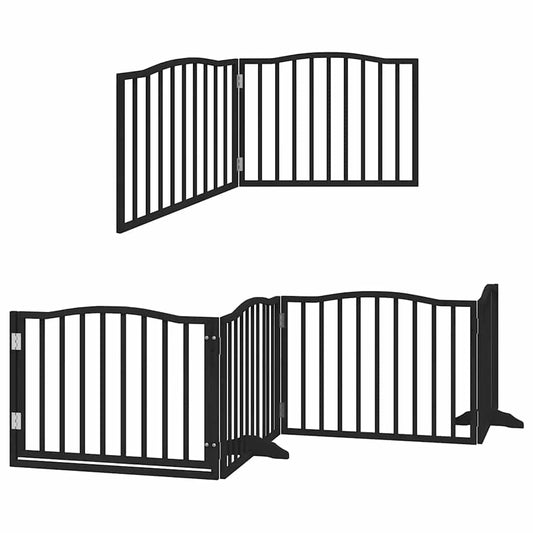 Vidaxl Puerta Para Perros Plegable 6 Paneles Madera Álamo Negra 480 Cm_0
