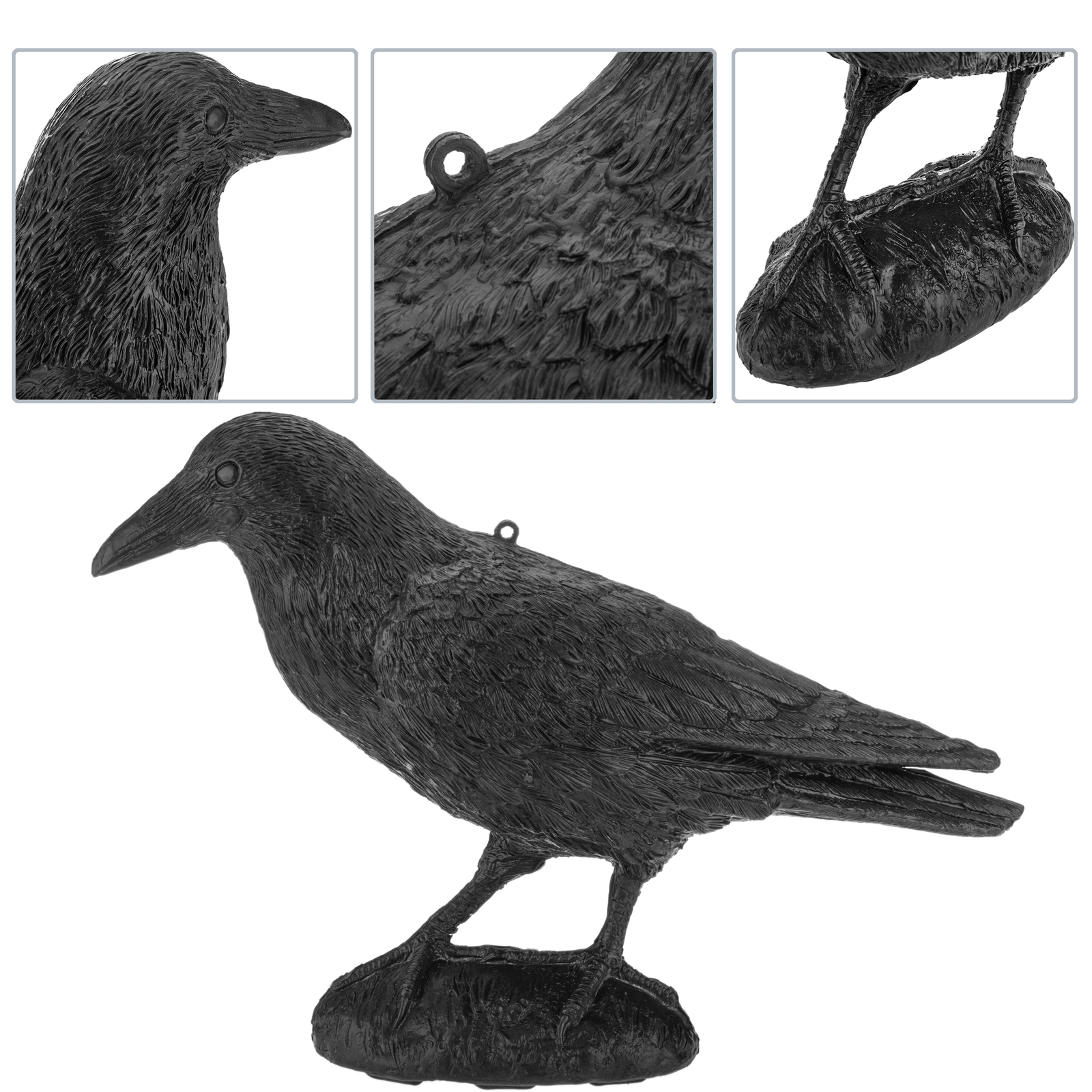 Ahuyentador De Aves Tipo Estatua Cuervo De Pie 16 X 45 Cm_1