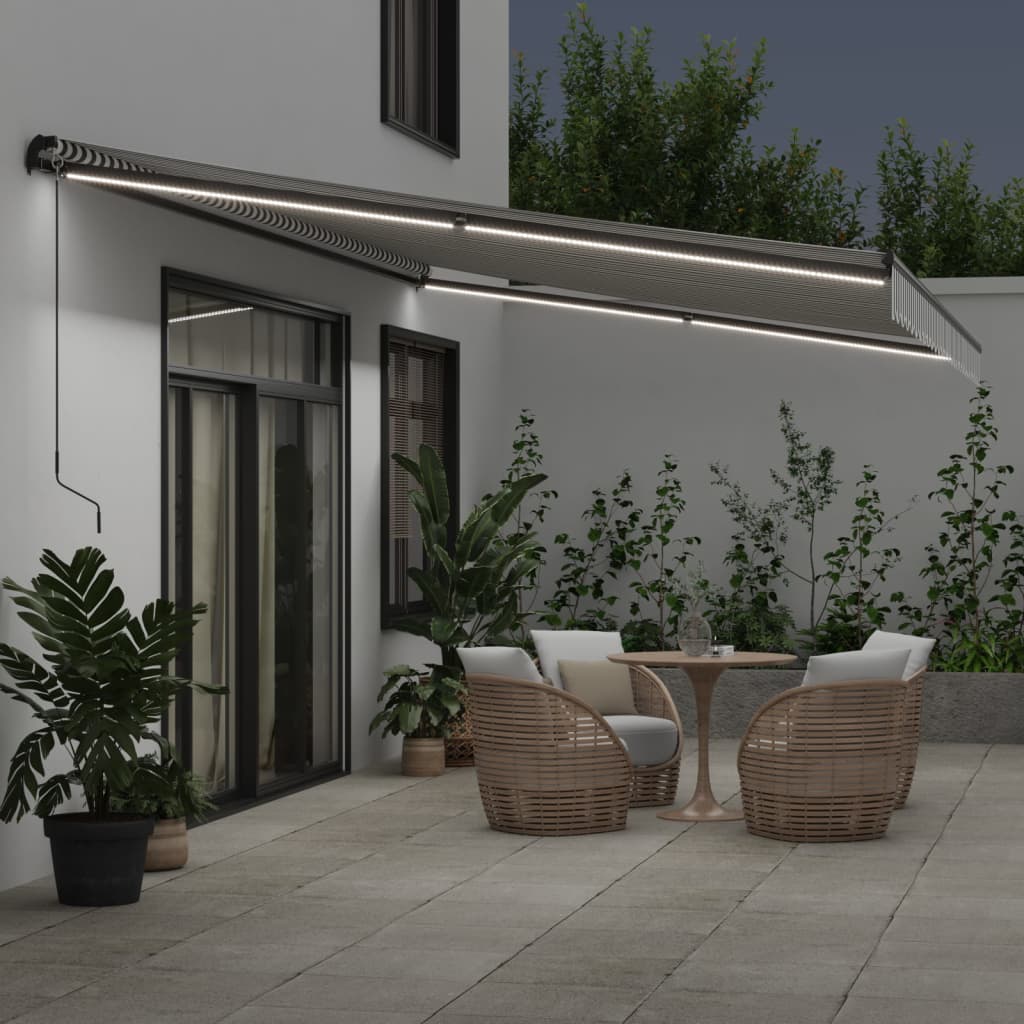 Toldo Retráctil Manual Luz Led Antracita Y Blanco 600x350 Cm_2