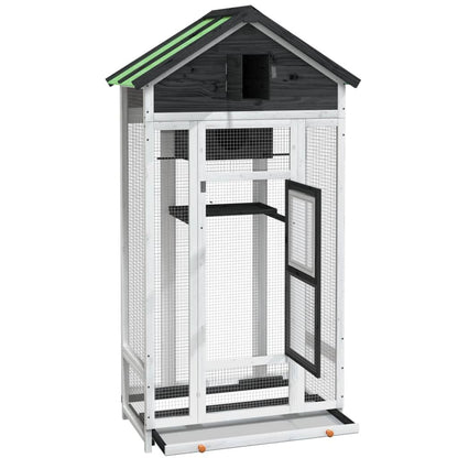 Vidaxl Casita Para Pájaros Madera Maciza Pino Gris 91,5x53x170 Cm_4