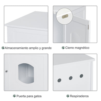 Pawhut Casa Para Gatos Extraíble Y Lavable Con Puerta Diseño 2 En 1 Blanco_5