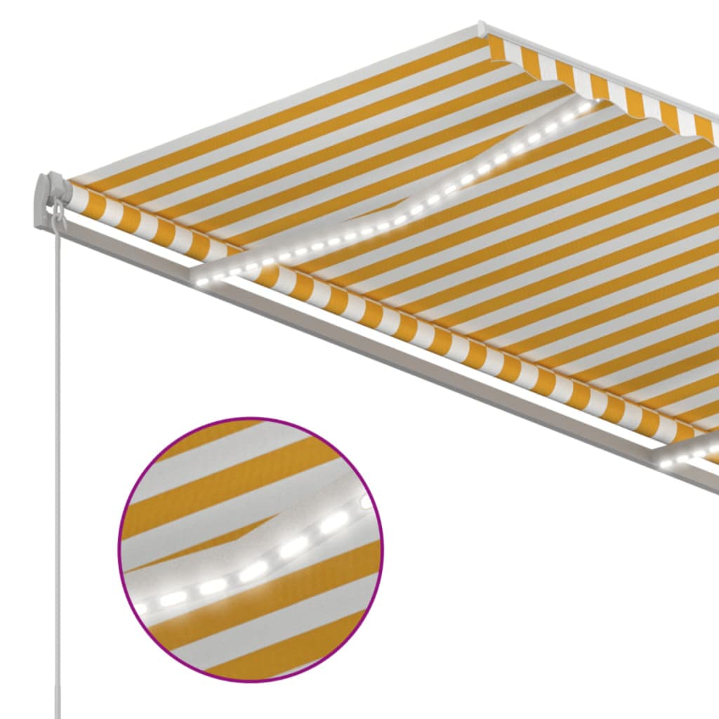 Toldo Manual Retráctil Con Led Amarillo Y Blanco 350x250 Cm_3