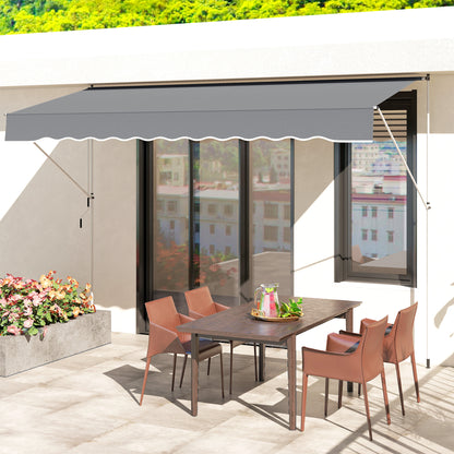 Outsunny Toldo Manual Retráctil Exterior 400x120x170-280 Cm Gris Oscuro_4