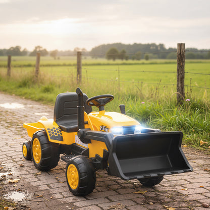 Aiyaplay Tractor Eléctrico Para Niños Con Remolque Desmontable Y Pala Amarillo_1