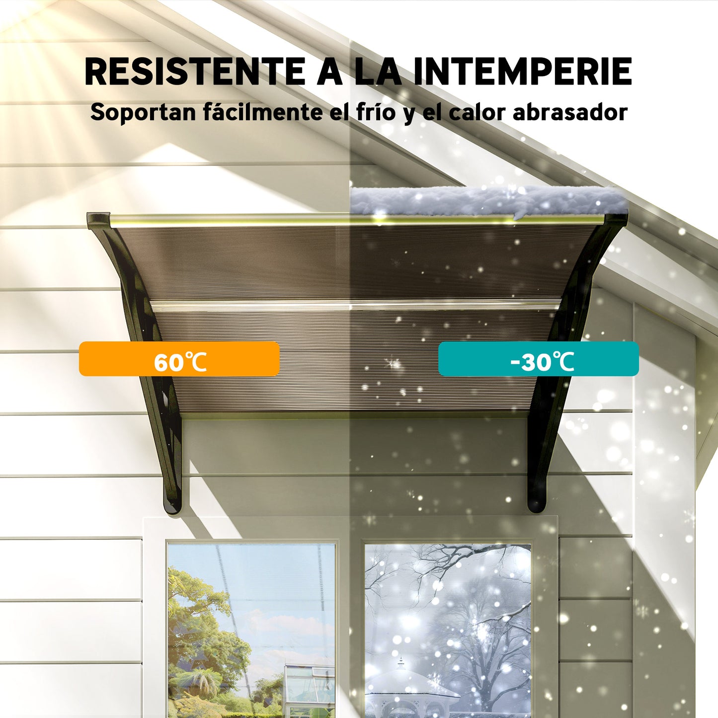 Outsunny Marquesina Exterior 103x96,5 Cm Puertas Y Ventanas Policarbonato Marrón_5