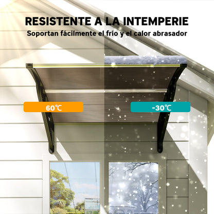 Outsunny Marquesina Exterior 103x96,5 Cm Puertas Y Ventanas Policarbonato Marrón_5