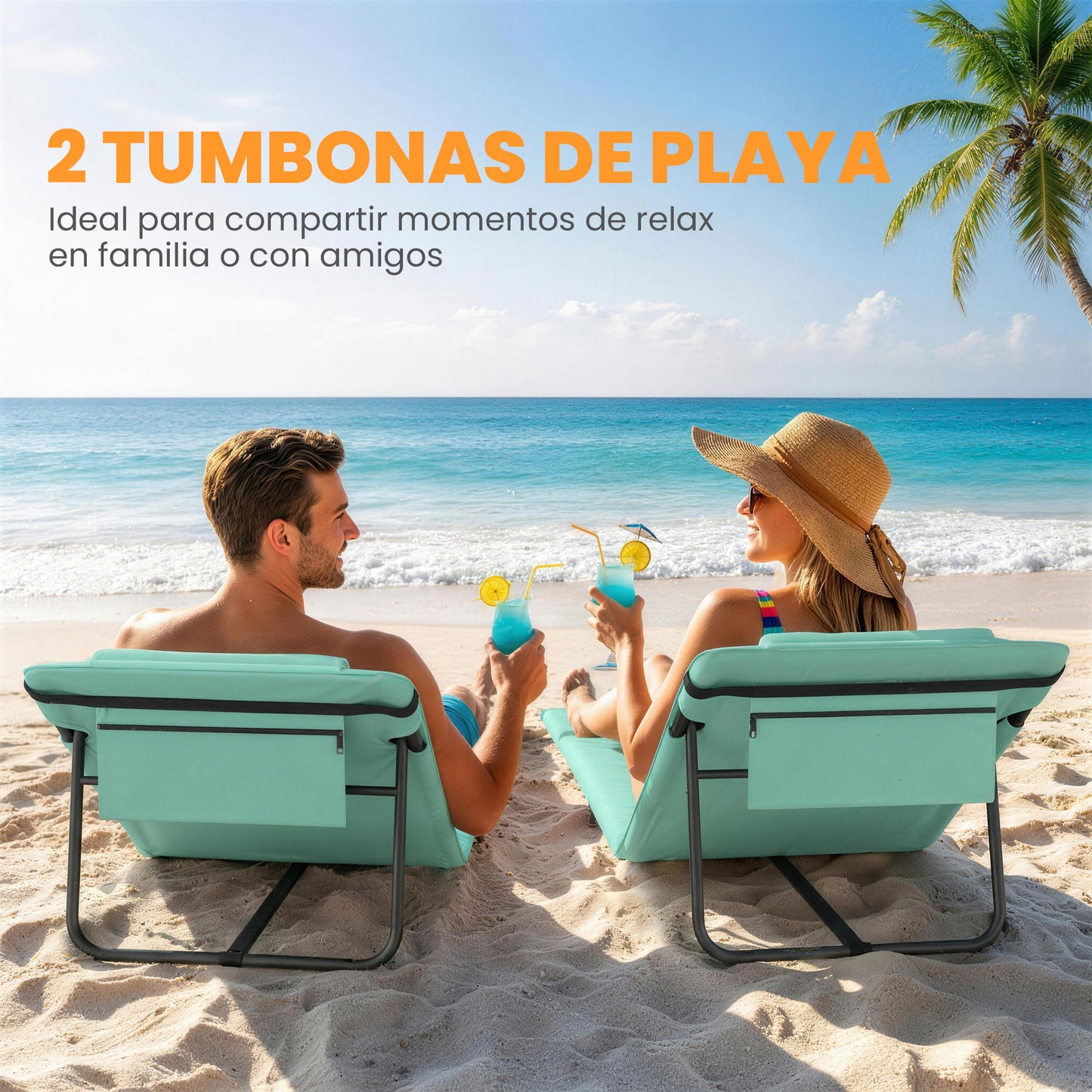 Outsunny Conjunto De 2 Esterillas De Playa Plegable_3