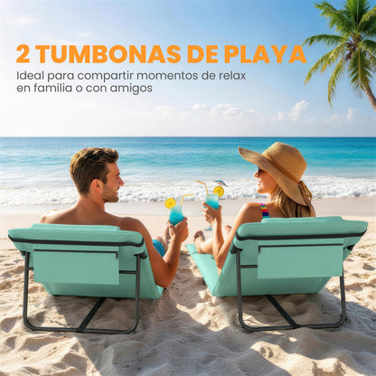 Outsunny Conjunto De 2 Esterillas De Playa Plegable_3