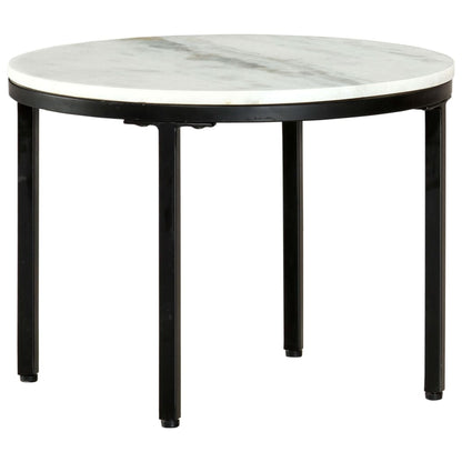 Mesa De Centro Mármol Macizo Auténtico Blanco Y Negro Ø50 Cm_4