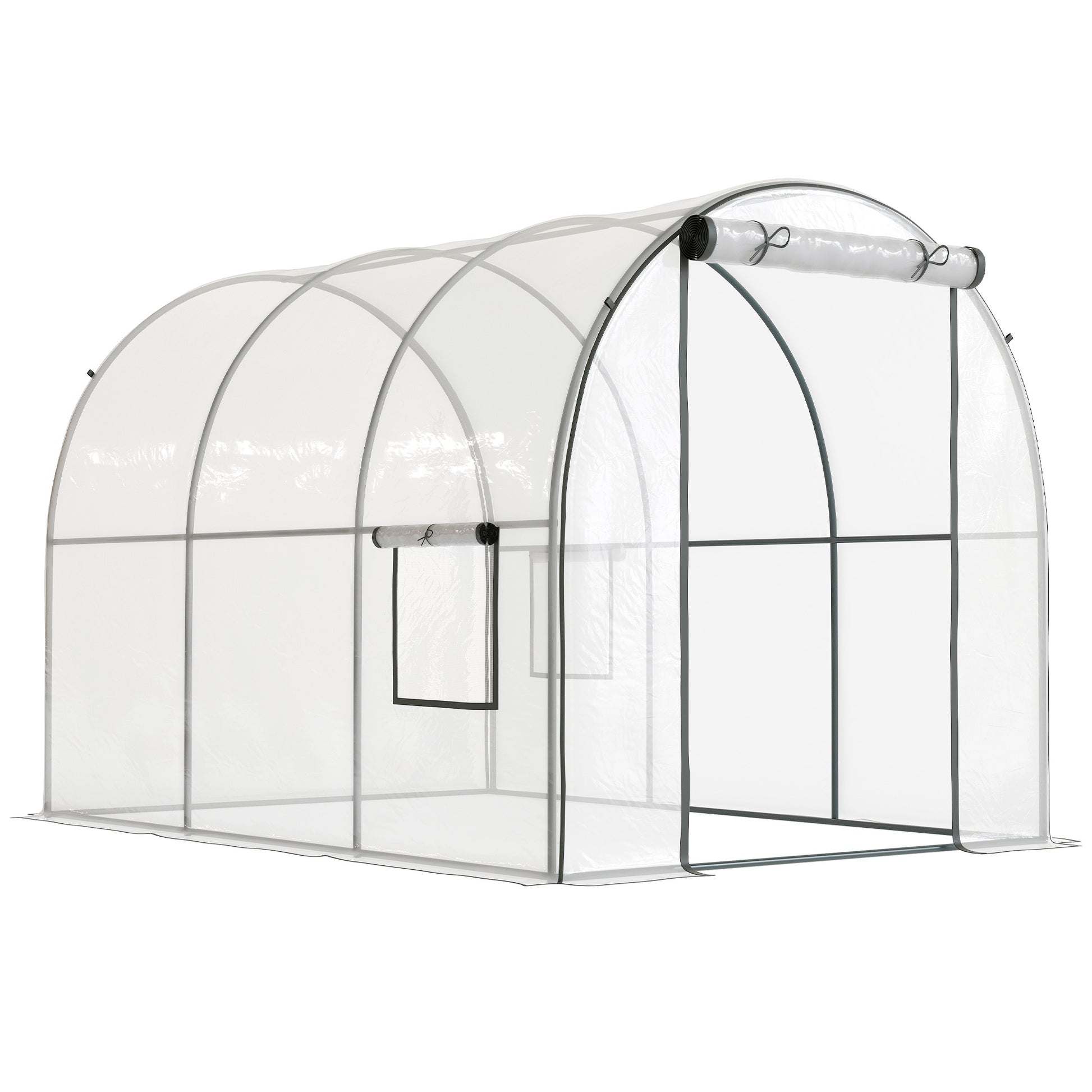 Outsunny Invernadero De Túnel 3x2x2m Con Puerta Enrollable Ventanas Transparente_0