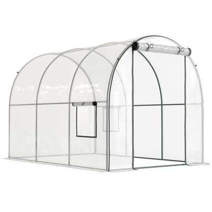 Outsunny Invernadero De Túnel 3x2x2m Con Puerta Enrollable Ventanas Transparente_0