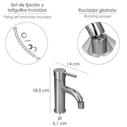 Monomando Bide Dresde Grifo Baño, Grifo Encimera, Grifo Cocina, Grifo Mezclador. Cartucho Ceramico Ø 35 Mm._1