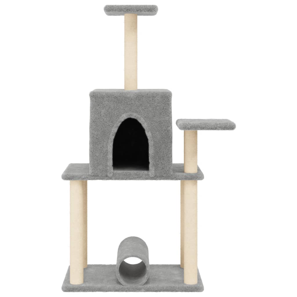 Rascador Para Gatos Con Postes De Sisal Gris Claro 122 Cm_3
